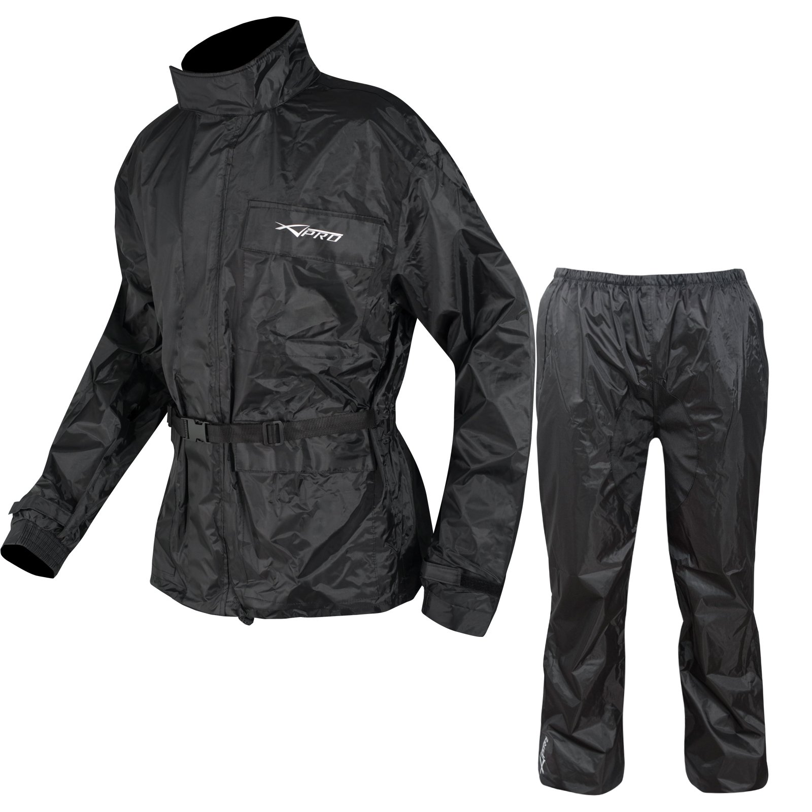 A-Pro Motorrad Regenkombi Regenhose Regenjacke Wasserdicht Regenanzug Schwarz XXL von A-Pro