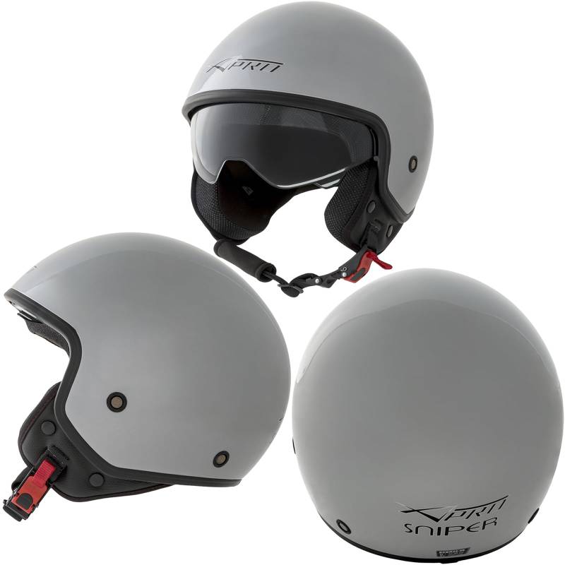 A-Pro Motorradhelm Motorrad Roller Jet Helm Innensonnenblende Viser Silber XL von A-Pro