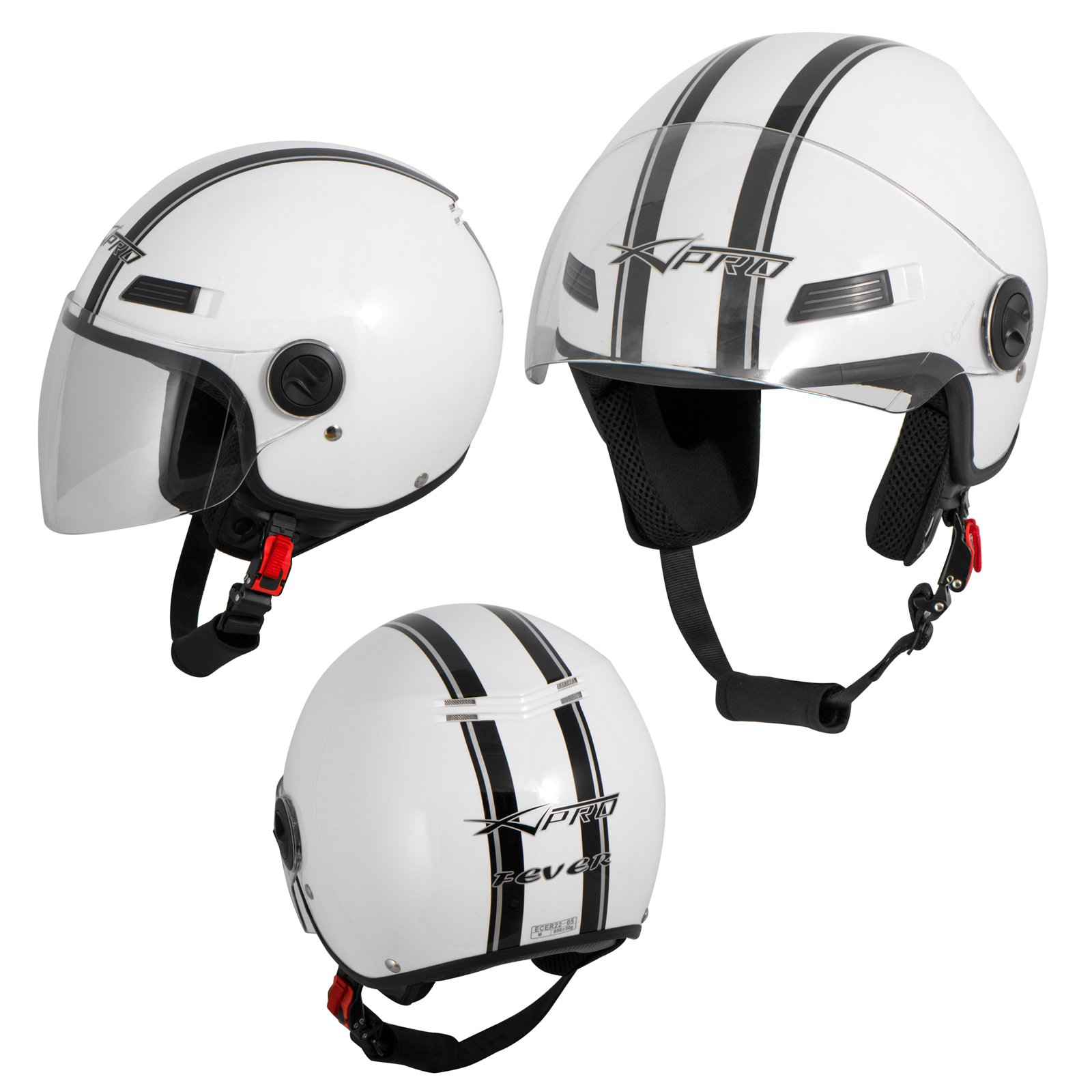 A-Pro Motorradhelm Motorrad Roller Offenes Jet Helm Viser ECE 22-06 Weiss L von A-Pro