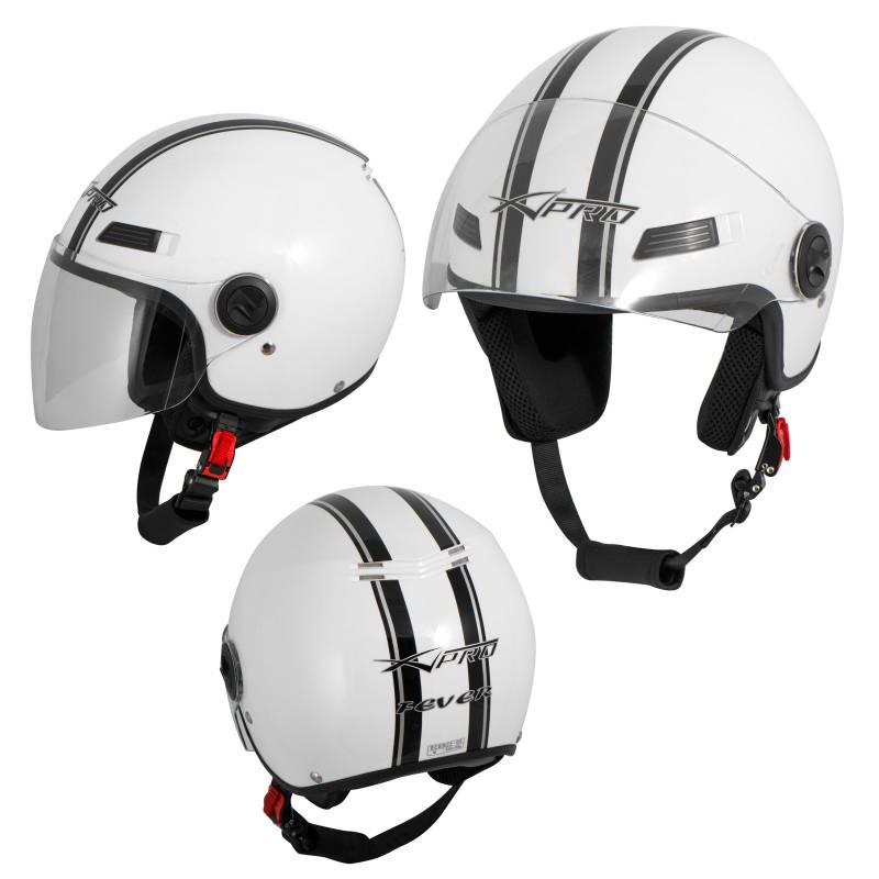 A-Pro Motorradhelm Motorrad Roller Offenes Jet Helm Viser ECE 22-06 Weiss L von A-Pro