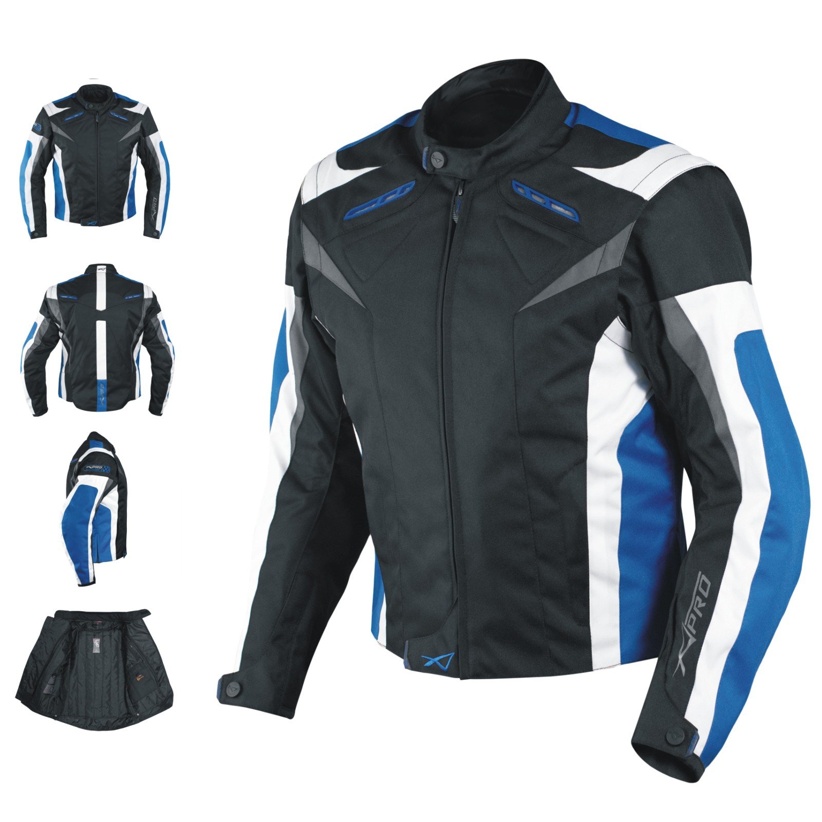 A-Pro Motorradjacke, CE-Protektoren, Sport, Motorrad, Thermofutter, blau, XL von A-Pro