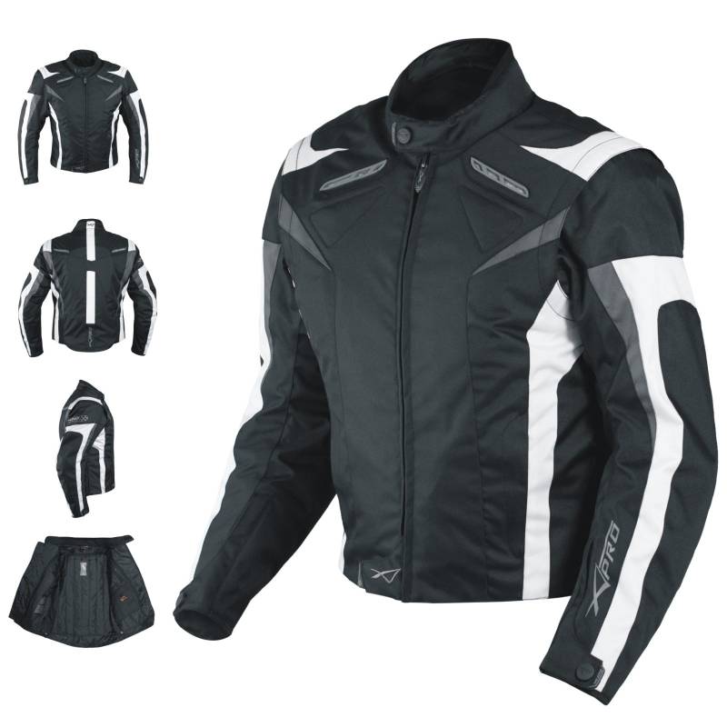 A-Pro Motorradjacke CE Protektoren Sport Textil Motorrad Thermofutter Weiss L von A-Pro