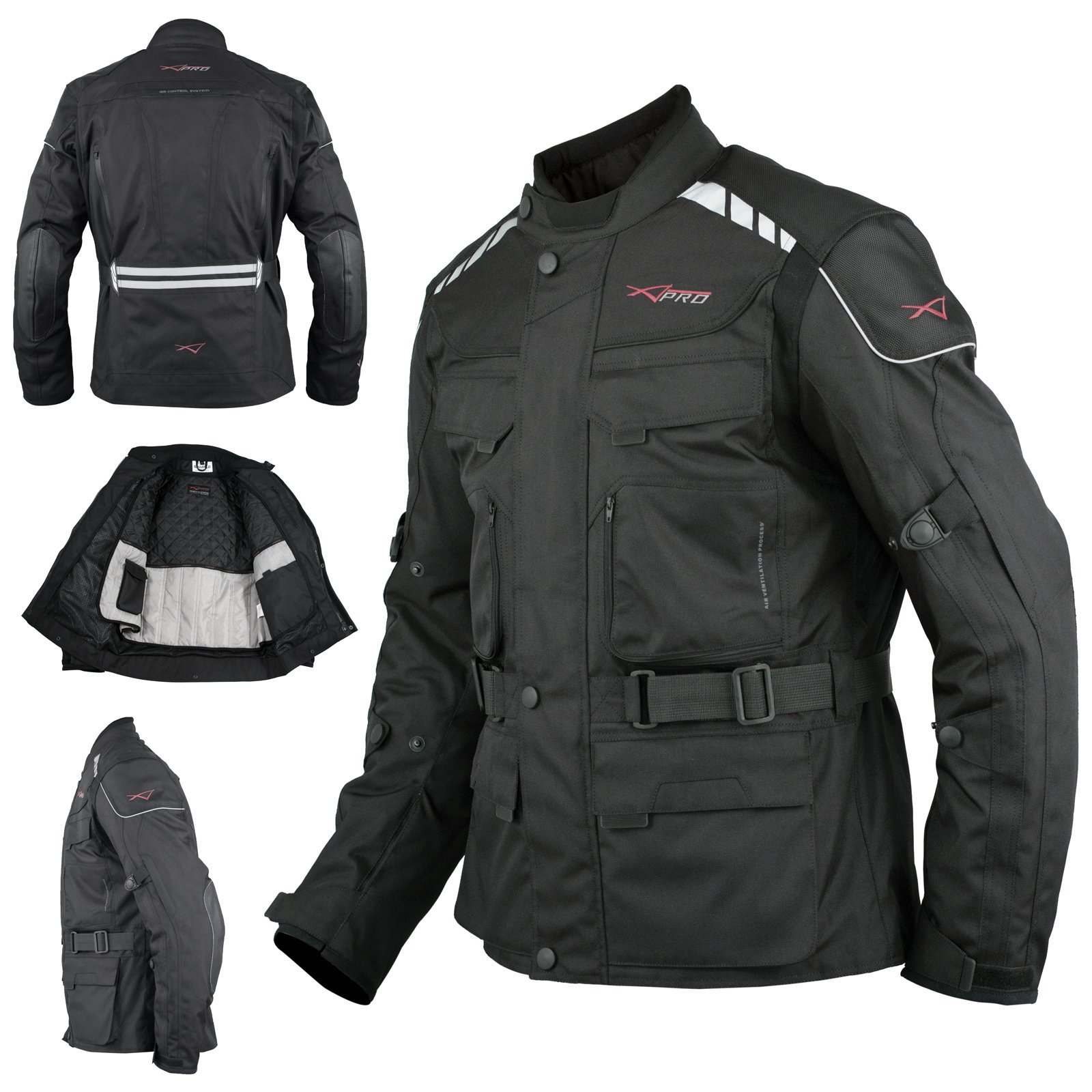 A-Pro Motorradjacke Roller Textil Thermoweste Wasserdichte Touring Schwarz L von A-Pro