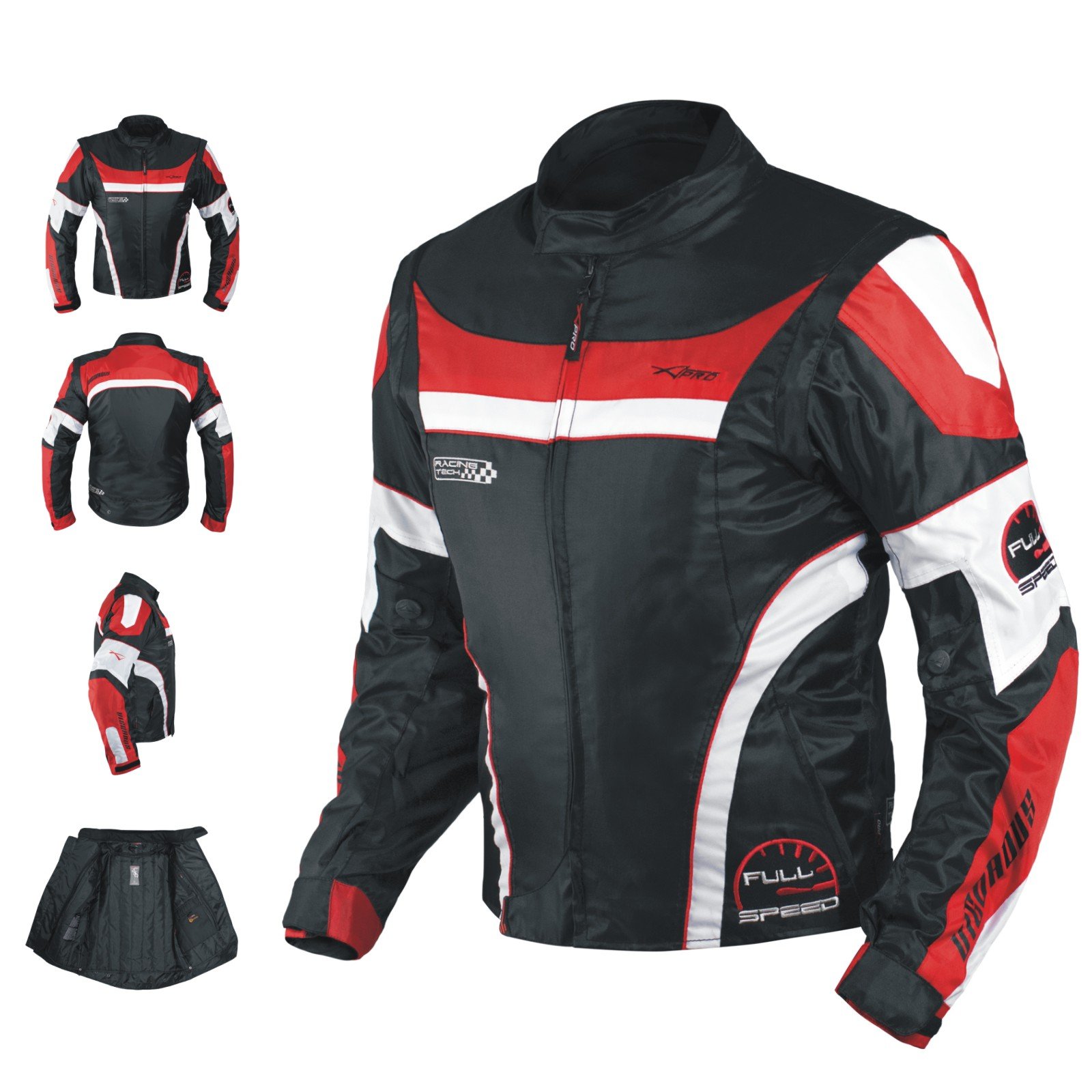 A-Pro Oxford Jacke Herren Textil CE Protektoren Thermoweste Motorrad Rot S von A-Pro