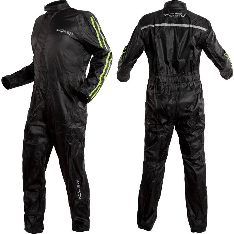 A-Pro Regenjacke Regenkombi Wasserdicht Regenanzug Motorrad Regenhose Fluo XL von A-Pro