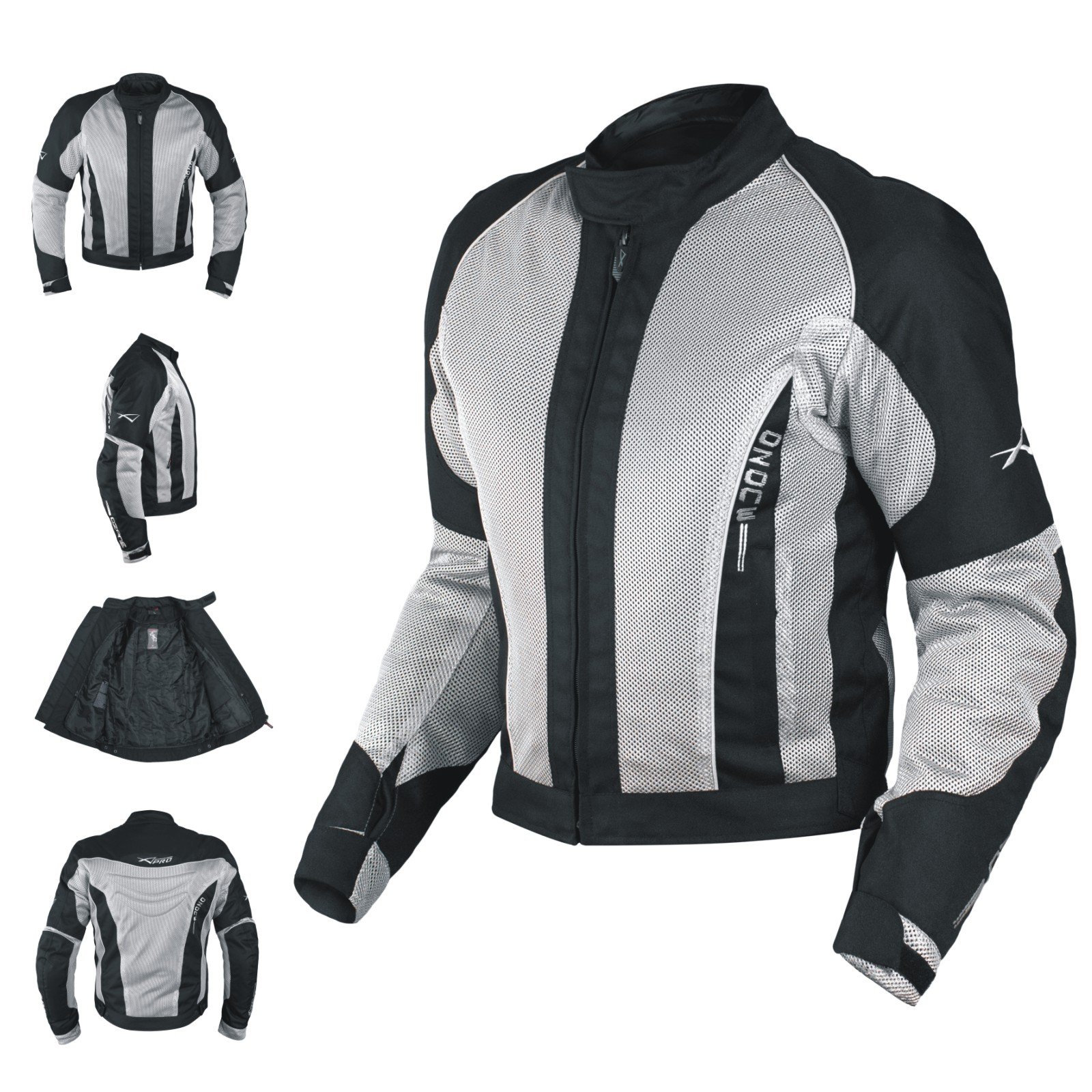 A-Pro Textiljacke Atmungsaktiv Mesh Durchloechert Motorrad Protektoren Grau S von A-Pro