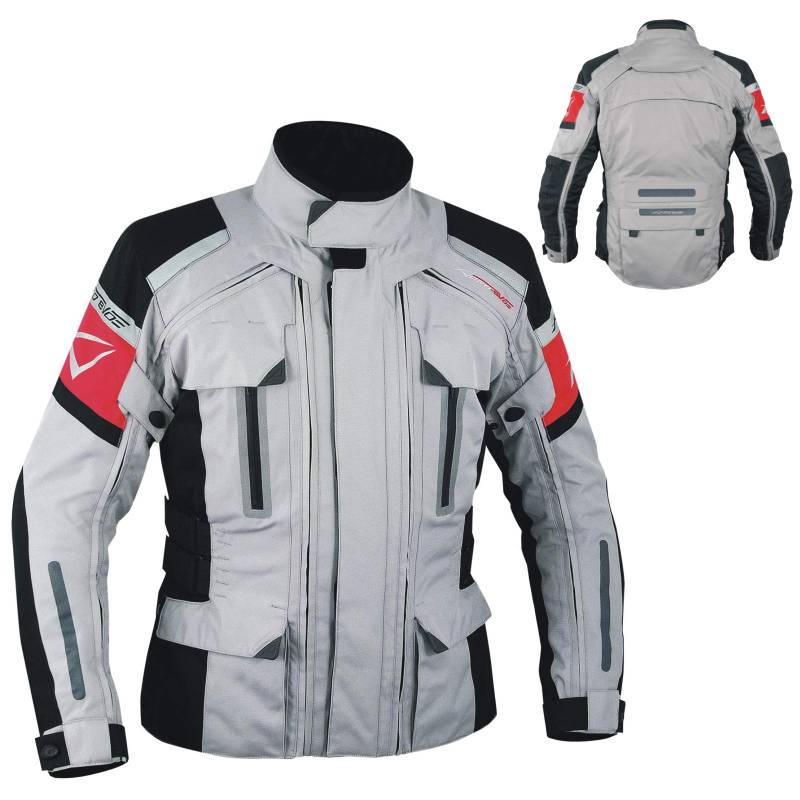 A-Pro Textiljacke Motorrad Wasserdicht Thermofutter CE Protektoren Grau XL von A-Pro