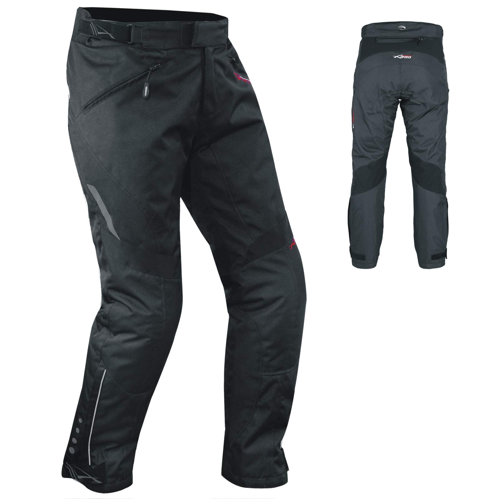 A-Pro Wasserdichte Motorrad Textil Hose Thermofutter Atmungsaktiv Schwarz 42 von A-Pro