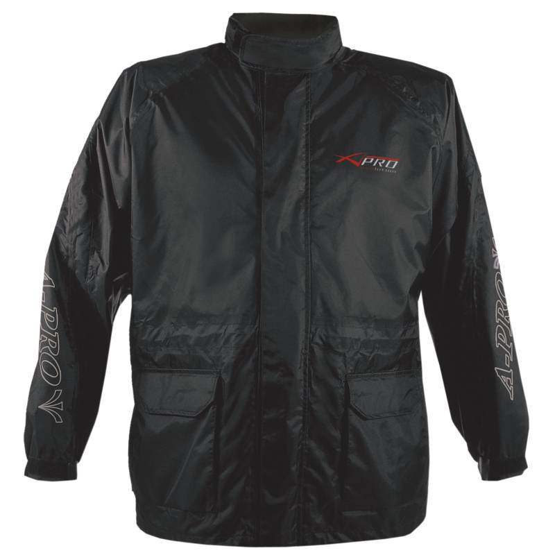 A-Pro Wasserdichte Regen Jacke Motorrad Roller Innen Gefüttert Haube Schwarz 3XL von A-Pro