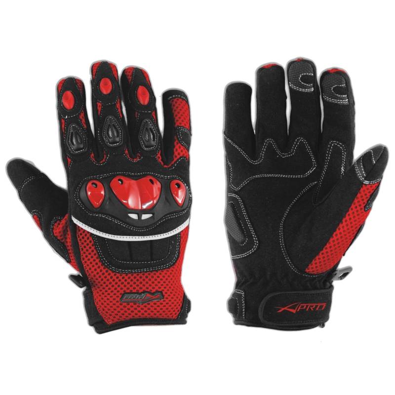 A-Pro Handschuhe Textil Motorrad Knoechel Schutz Sommer Racing Cross Quad MX Rot XS von A-Pro