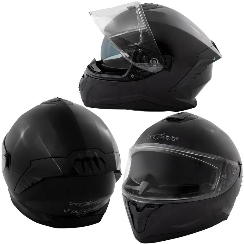 A-Pro Integralhelm Motorradhelm Rollerhelm Innensonnenblende Helm Schwarz XXL von A-Pro