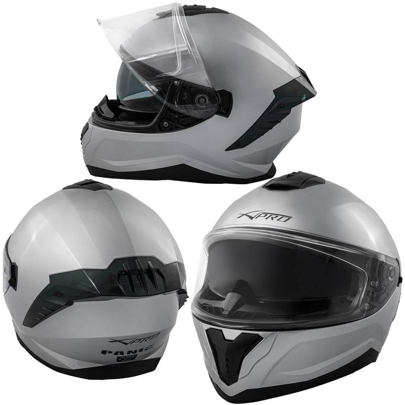A-Pro Integralhelm Motorradhelm Rollerhelm Innensonnenblende Helm Silber M von A-Pro