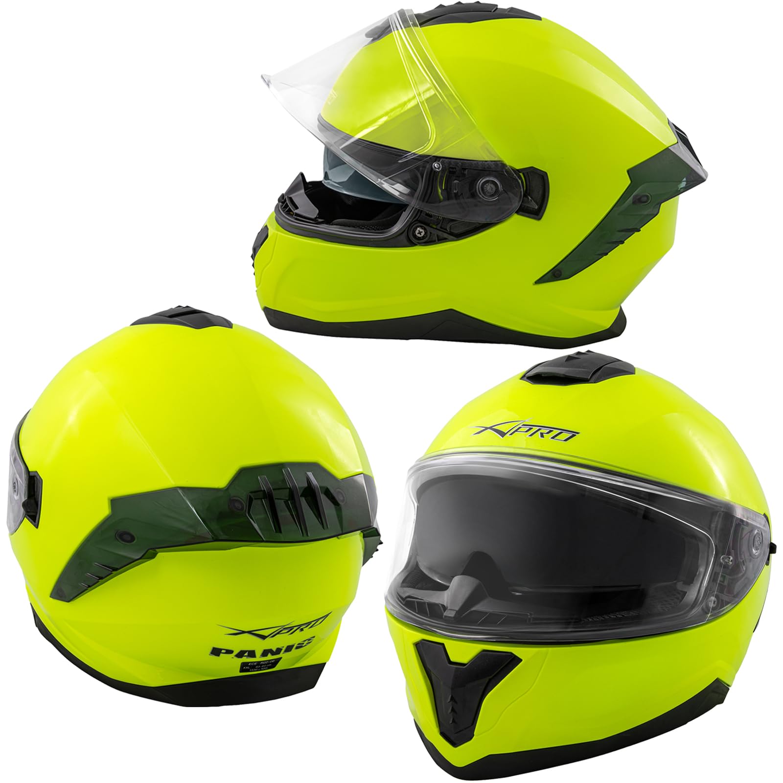 Integralhelm Motorradhelm Rollerhelm Innensonnenblende Helm Touring Fluo XL von A-Pro