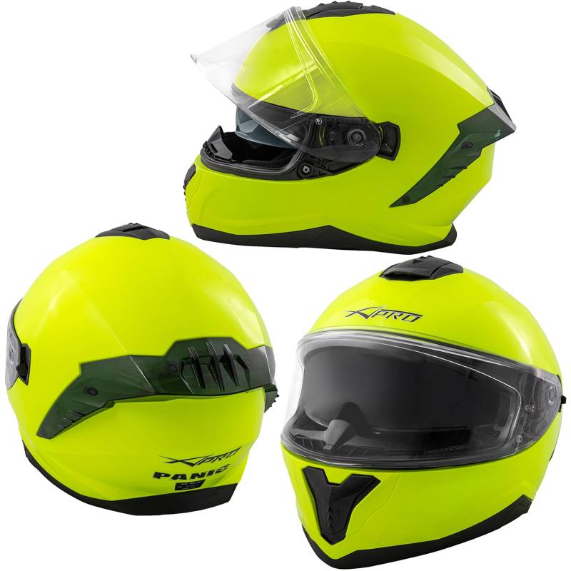 A-Pro Integralhelm Motorradhelm Rollerhelm Innensonnenblende Helm Touring Fluo XXL von A-Pro