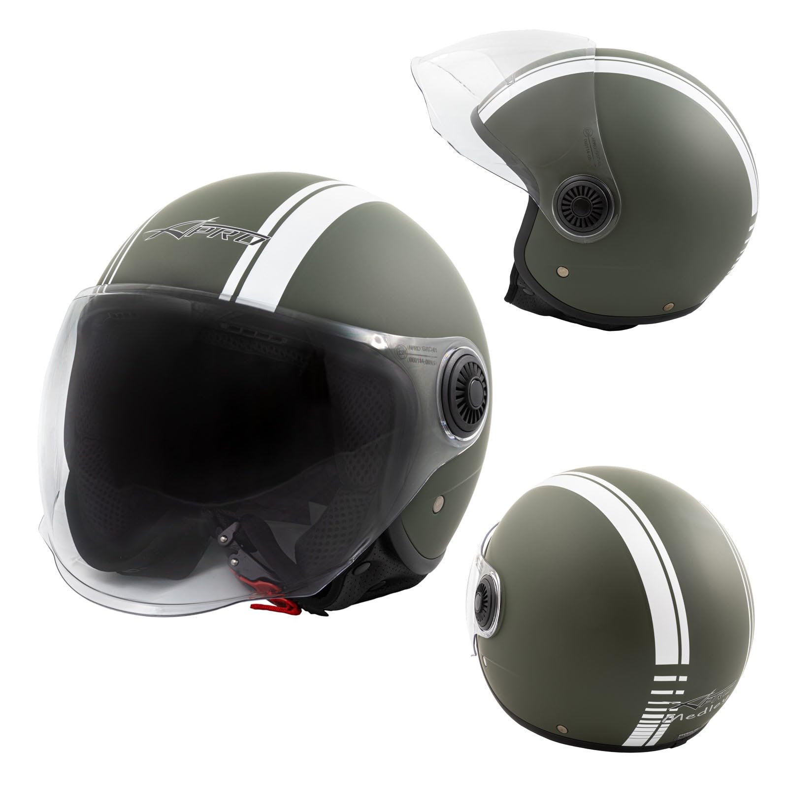 Jet Helm Motorrad Quad Matt Grün ECE 22 06 Weiß Grafik Visier XL Jet Helm Motorrad Quad Matt Grün ECE 22 06 Weiß Grafik Visier XL von A-Pro