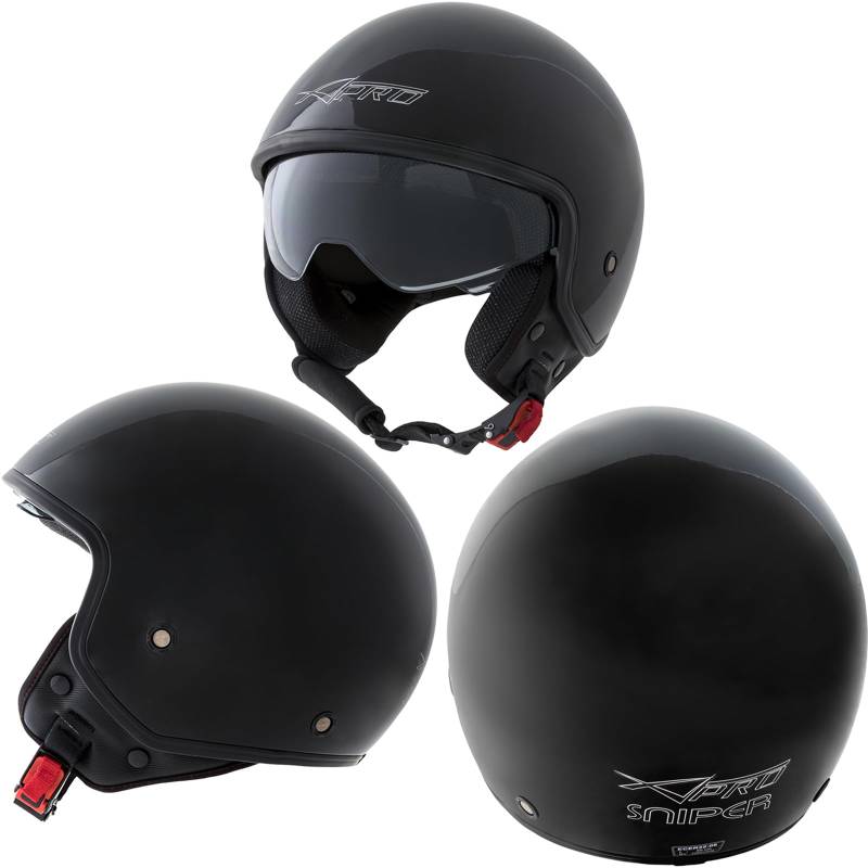 Motorradhelm Motorrad Roller Jet Helm Innensonnenblende Viser Schwarz L von A-Pro