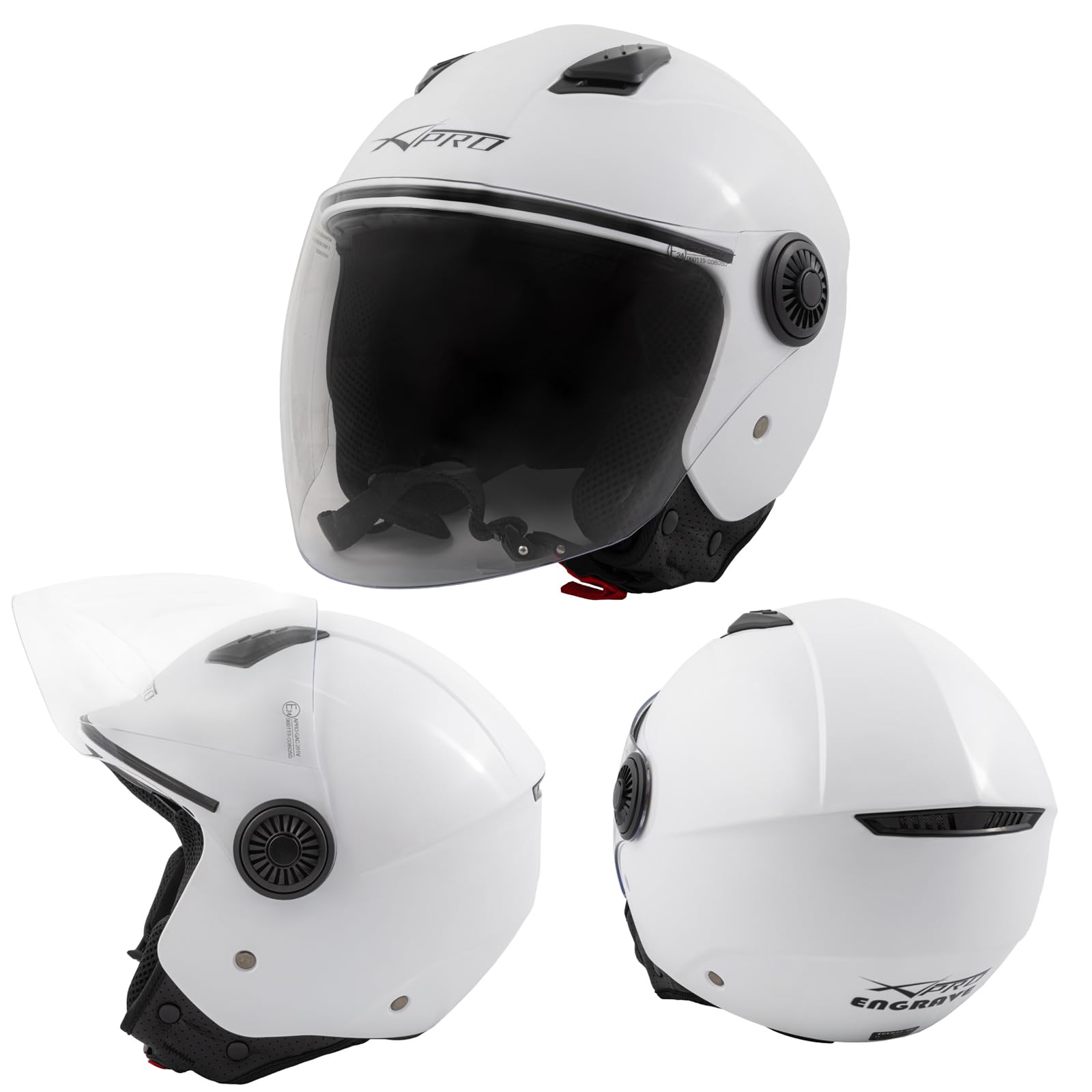 Motorradhelm Motorrad Roller Jet Langes Visier Helm ECE 22 Weiss XXL Motorradhelm Motorrad Roller Jet Langes Visier Helm ECE 22 Weiss XXL von A-Pro
