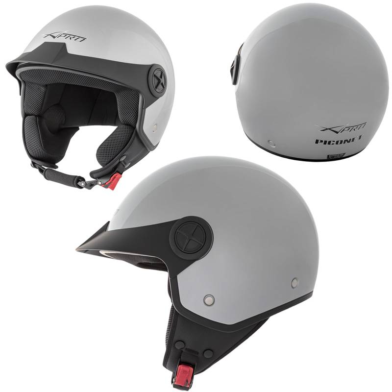 Motorradhelm Quad Roller Offenes Jet Helm Custom ECE 22 06 Polierten Silber XL von A-Pro