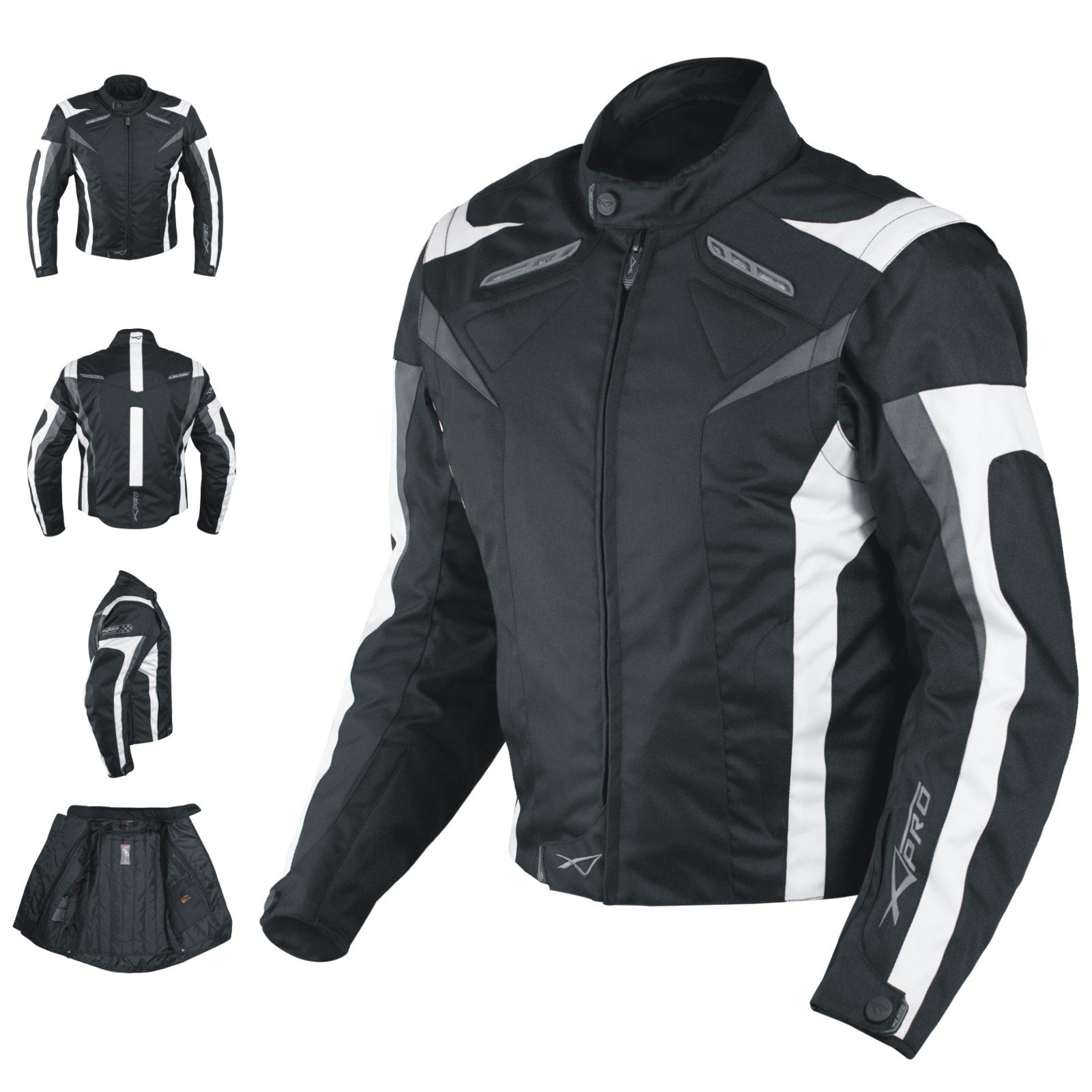 Motorradjacke CE Protektoren Sport Textil Motorrad Thermofutter Weiss 3XL von A-Pro