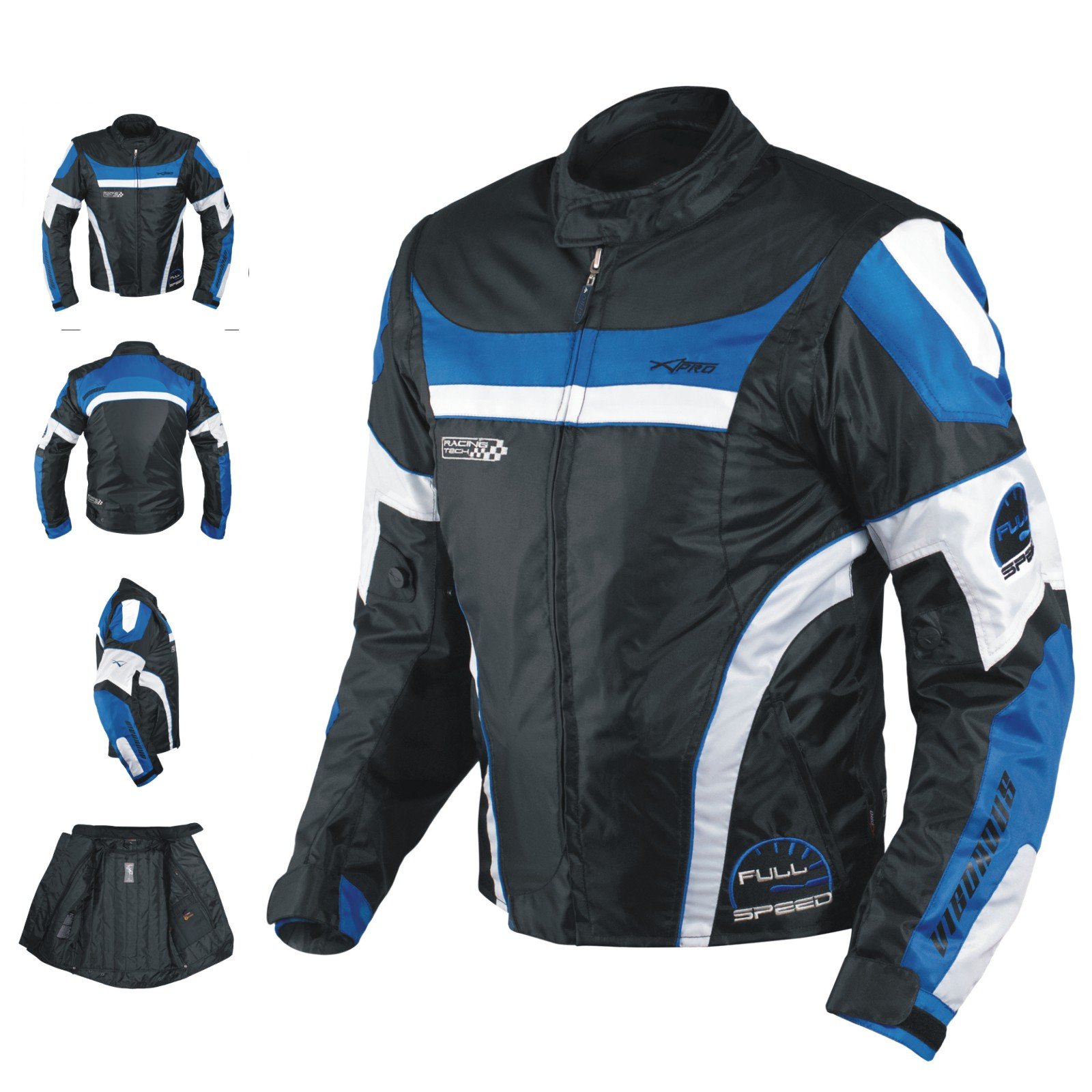 A-Pro Oxford Jacke Herren Textil CE Protektoren Thermoweste Motorrad Blau 2XL von A-Pro