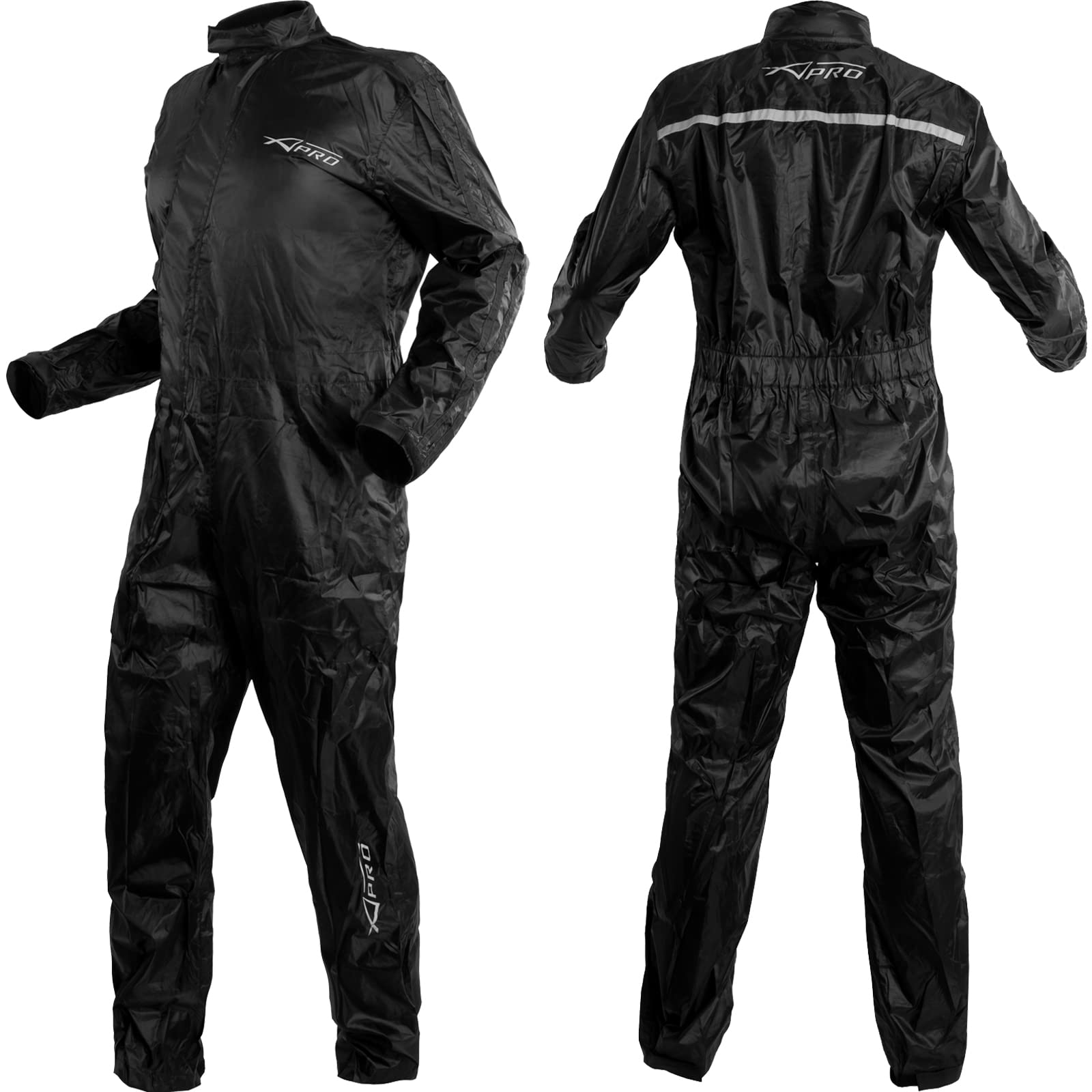 A-Pro Regenjacke Regenkombi Motorrad Regenhose Wasserdicht Regenanzug Schwarz XXL von A-Pro