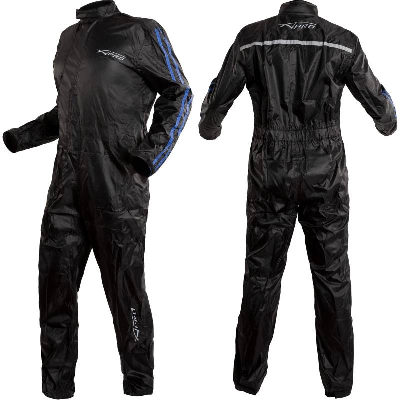 Regenkombi Regenhose Regenjacke Motorrad Wasserdicht Regenanzug Blau L von A-Pro