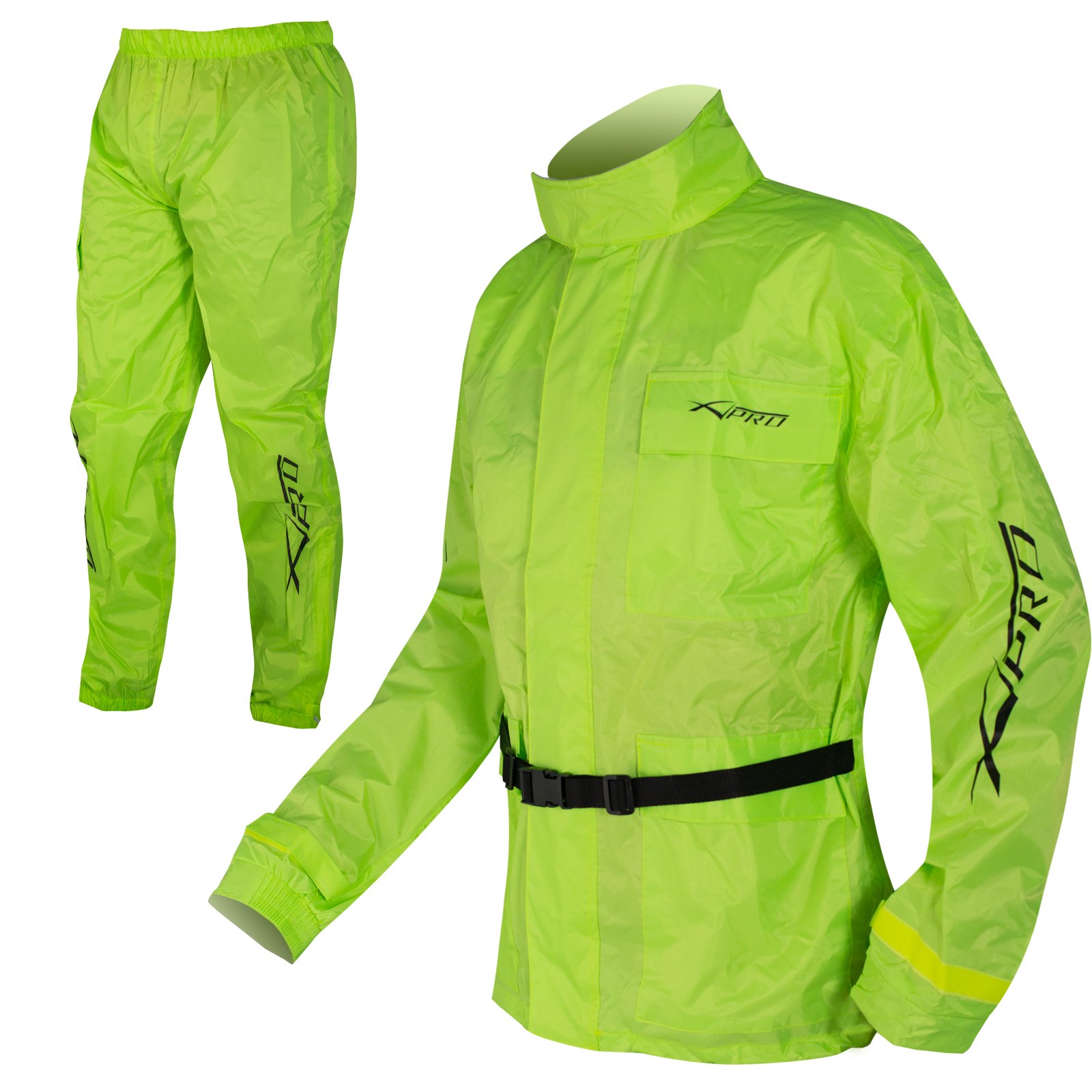 wasserdichte Regen Jacke und Hose Anzug Kombi Hoehe Sichtbarkeit Fluo XS von A-Pro