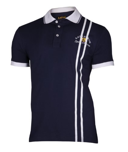 A-Style Polo Shirt Stripes, Blau, L von A-Style