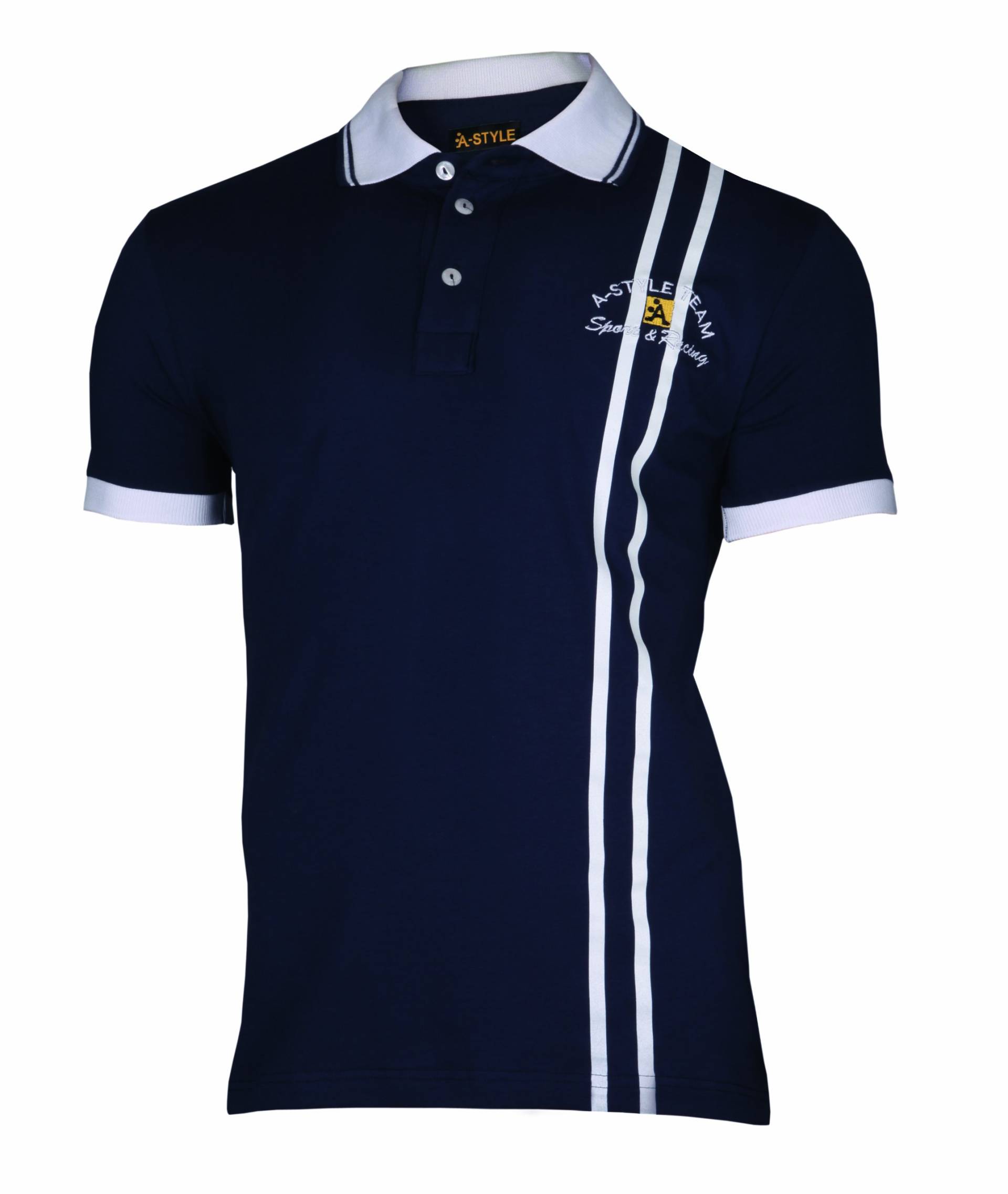 A-Style Polo Shirt Stripes, Blau, XXL von A-Style