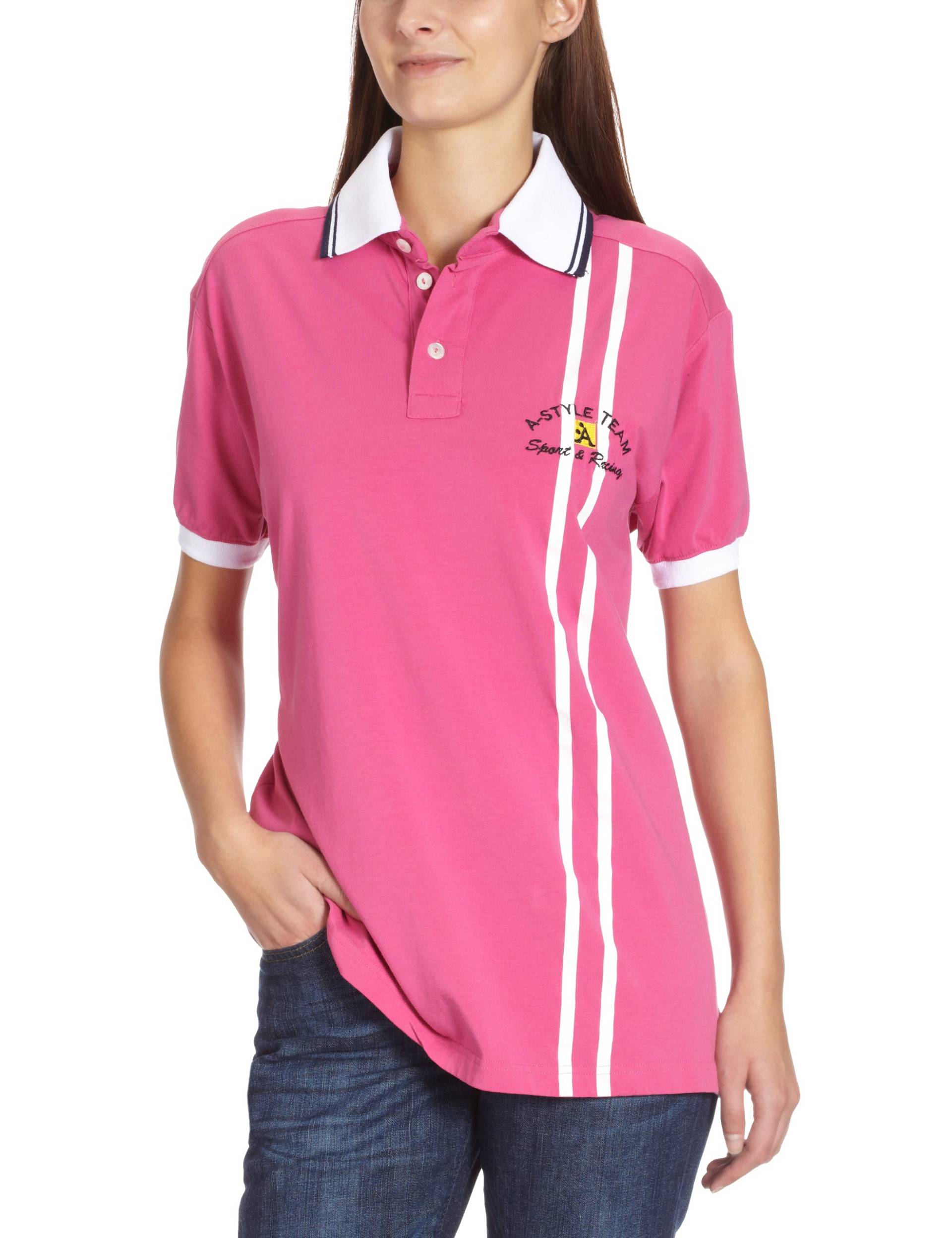 A-Style Polo Shirt Stripes, Rosa, XL von A-Style