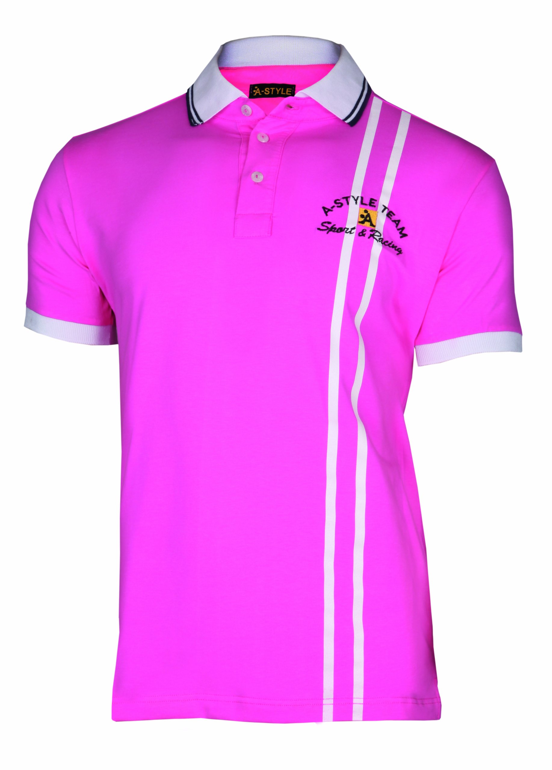 A-Style Polo Shirt Stripes, Rosa, XXL von A-Style