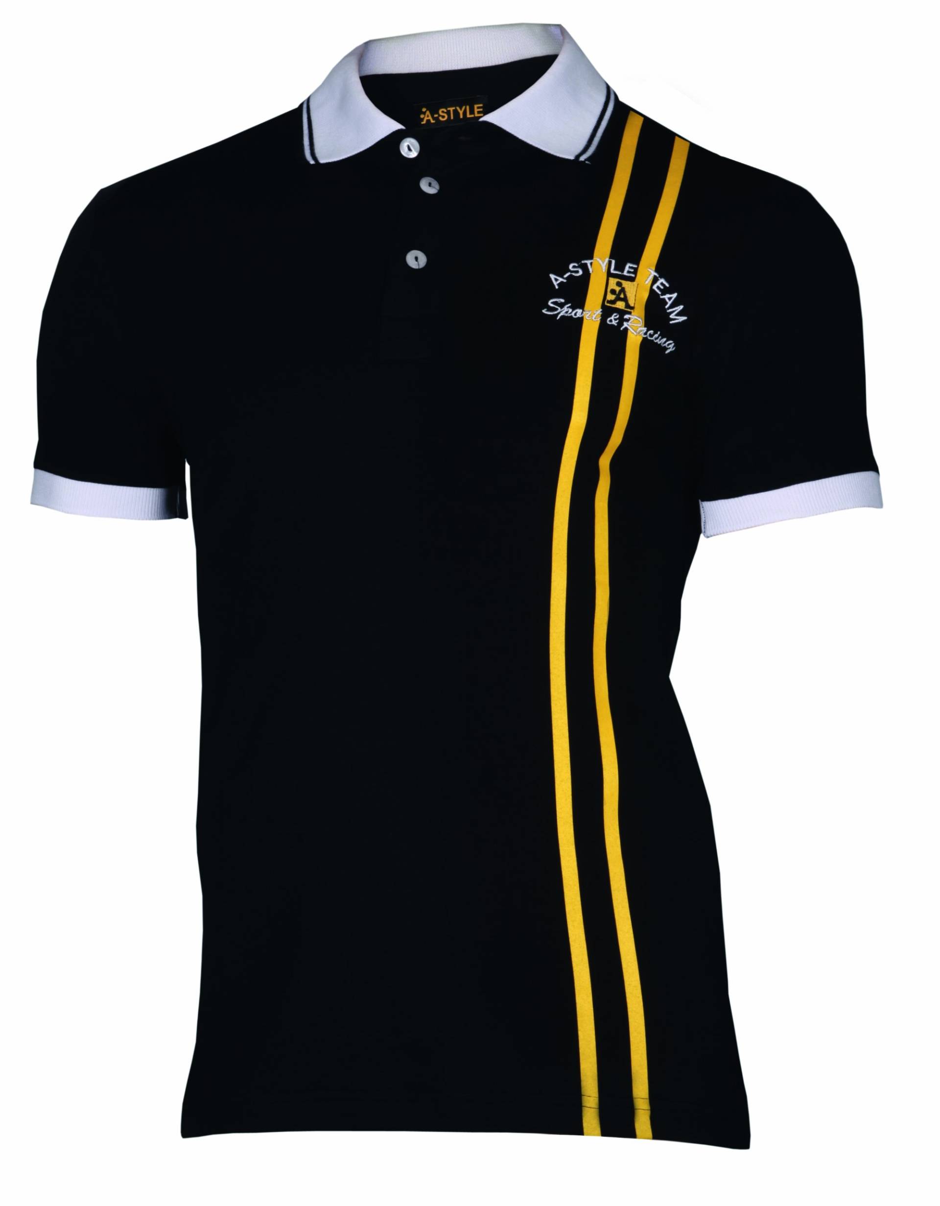A-Style Polo Shirt Stripes, Schwarz, M von A-Style