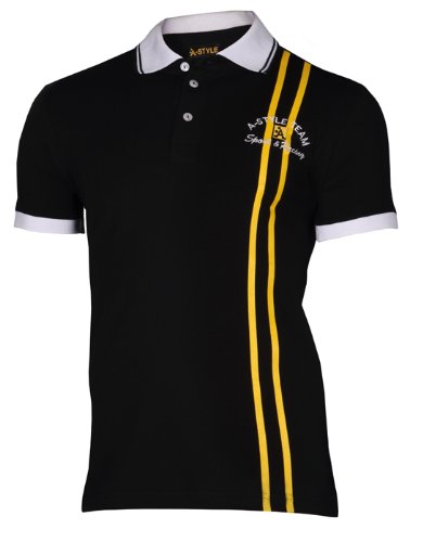 A-Style Polo Shirt Stripes, Schwarz, XL von A-Style