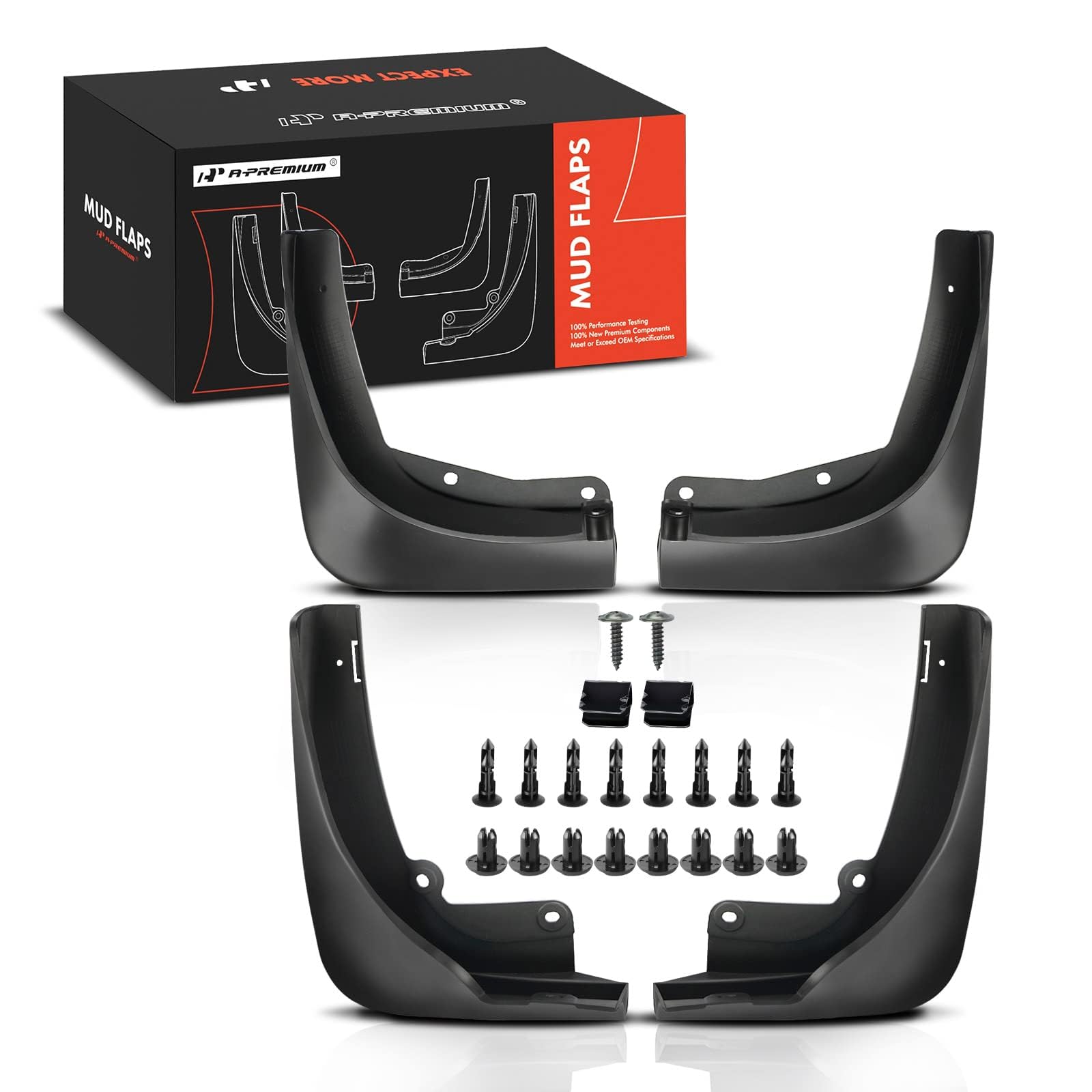 A-Premium Set of 4PCS Mud Flaps Splash Guards Mudguards Mudflaps with Hardware Accessories Compatible with Tesla Model Y 2023 2022 2021 2020, Matte Black, Front and Rear (Driver & Passenger Sides) von A-premium