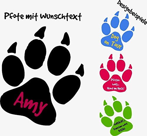 ***NEU*** Hunde Pfote mit Ihrem Wunschtext (freie Farb.- und Größenauswahl) (10cm) von A&D design Deutschland