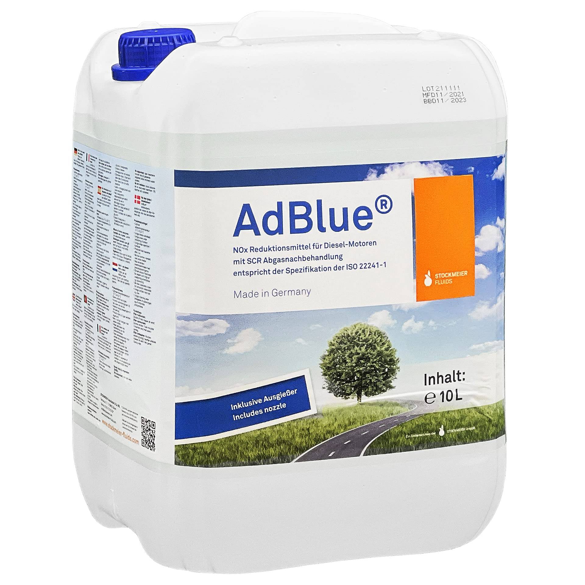 A&G-heute AdBlue 10 l Hochreine SCR Harnstofflösung 1x10 Liter ISO 22241-1 mit Ausgießer Reduktion aus Abgasen von Stickoxiden für alle Automarken von A&G-heute