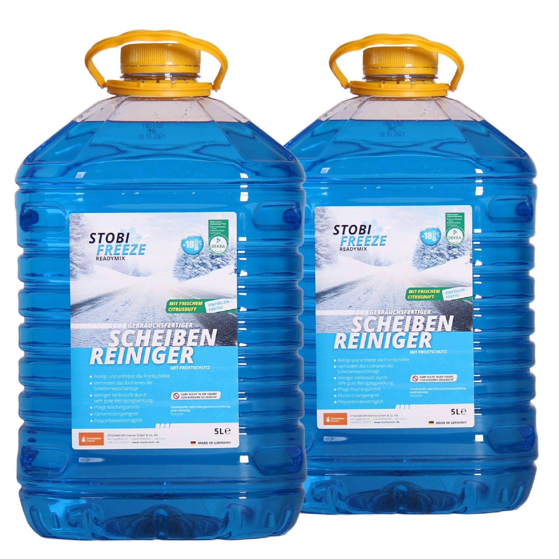 A&G-Heute Stobi Freeze Scheibenfrostschutz -18°C 10 Liter 2 x 5 Liter | Hochwirksamer Scheibenreiniger Scheibenwischwasser | Konzentrat für Winterklare Sicht | Frostschutzmittel PKW LKW A&G-Heute Stobi Freeze Scheibenfrostschutz -18°C 10 Liter 2 x 5 Liter | Hochwirksamer Scheibenreiniger Scheibenwischwasser | Konzentrat für Winterklare Sicht | Frostschutzmittel PKW LKW von A&G-heute