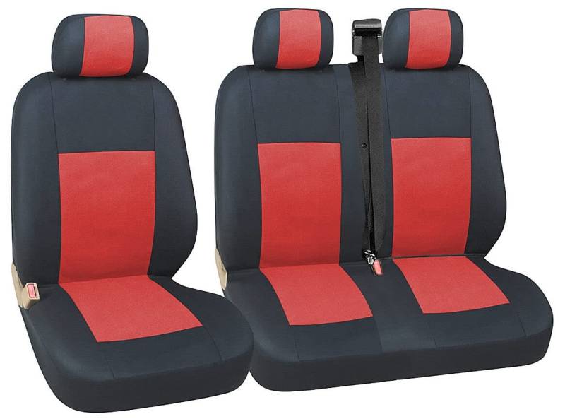 2+1 Vordere Sitzbezüge Van Kunststoff Sitzschöner Vorne Bus Sitzauflagen Schwarz/Rot Neu OVP Hochwertig Tierschutz von A1