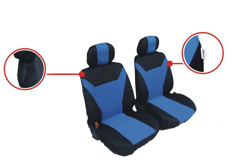 2 vordere Auto Sitzbezug Polyester Blau/Schwarz Sitzbezüge Vorne Set Schonbezüge 1+1 Fahrerseite + Beifahrerseite Komfort Schonbezug Universal Auto PKW Neu OVP Hochwertig von A1