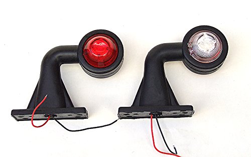 A1 2X LED Lichtleittechnik Begrenzungsleuchten rot-weiß Umrissleuchte LKW Trailer Anhänger E-Mark 12V 0207 von A1