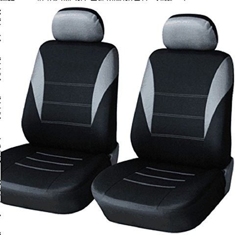 2er vordere Sitzbezüge Grau/Schwarz Vorne Schonbezüge Auto 1+1 Sitzschöner Satz Polyester Neu PKW Auto ABE geprüft von A1