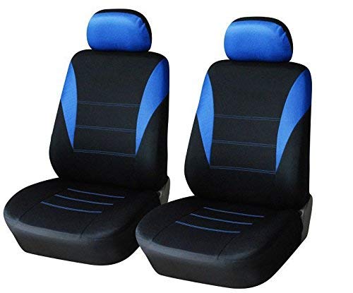 2er vordere Sitzbezüge Satz 1+1 Schonbezüge Blau/Schwarz Polyester Sitzschöner Vorne Neu OVP PKW Auto Sitzbezüge ABE geprüft von A1