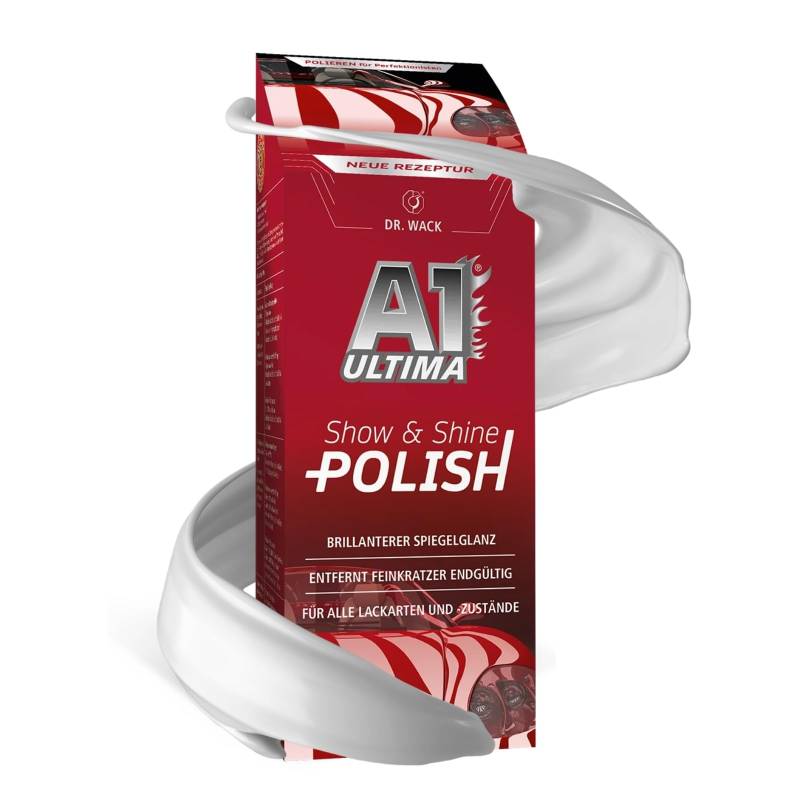DR. WACK A1 Ultima Show & Shine Polish 250 ml - Auto-Politur mit Carnauba-Wachs - Feinkratzer-Entfernung - Spiegelglanz ohne Glanzschleier - Für alle Lackarten - Hochwertige Autopflege von DR. WACK