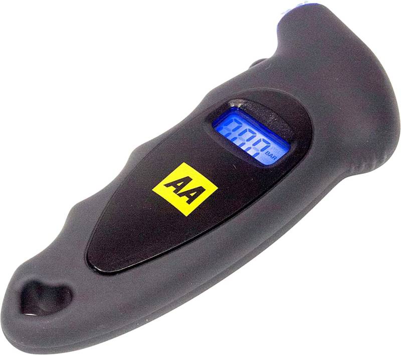 AA Digitales Reifendruckmessgerät AA1634 — einfach zu verwenden für Autos, Motorräder, Lieferwagen, Fahrräder — LCD-Bildschirm mit Hintergrundbeleuchtung — 0-100 PSI/0-6,55 Bar von AA