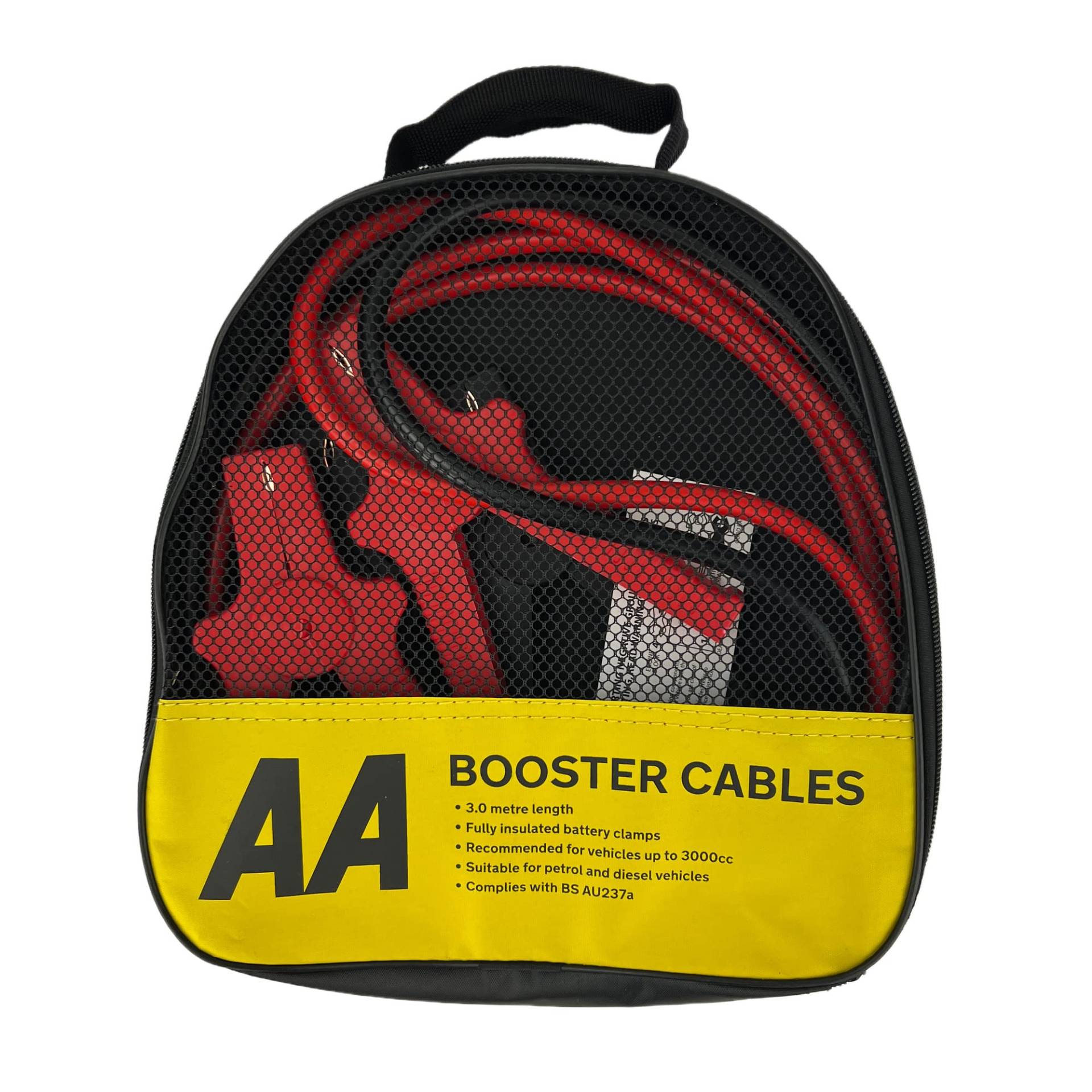 AA isolierte Boosterkabel/Starthilfekabel AA4550 — für Benzin-/Dieselmotoren bis 3000 ccm, 3 m Kabel, Aufbewahrungstasche von AA