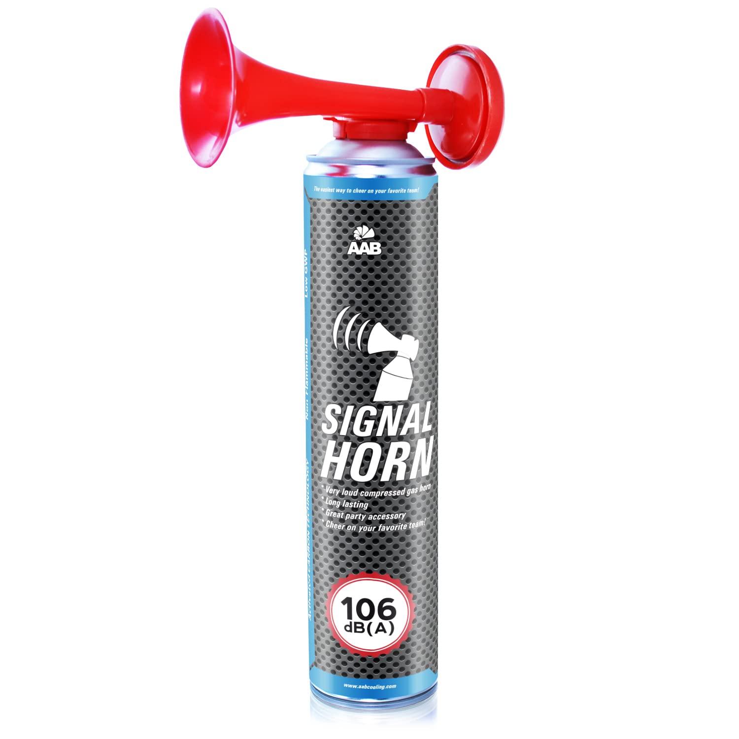 1x AAB Signal Horn, 106 dB(A), Bis Zu 320 Kurze Pieptöne Mit Nicht Brennbarem Gas, Deutschland Fussball Tröte, Pressluftfanfare, Gas Fanfare, Boot, Auto, Luftdruckfanfare, Air Horns, Fanhupe, Fanfahre von AABCOOLING