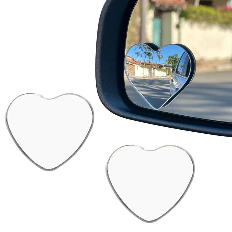 2 Stück Herzförmige Toter Winkel Spiegel für Autos,Konvexer Außenspiegel,Selbstklebende 360 Grad Toter Winkel Spiegel,Seitenspiegel für Autos von AABDTYYD