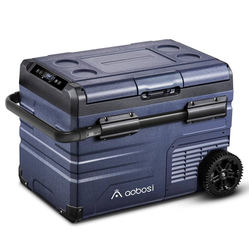 AAOBOSI Kompressor Kühlbox 35L, Tragbar Kühlbox Auto mit APP, LED-Touch, APP-Steuerung, bis -20 °C Auto Kühlbox 12v 230v für Camping, LKW, Boot, Reisemobil, Dual Zone Unabhängige Kontrolle von AAOBOSI