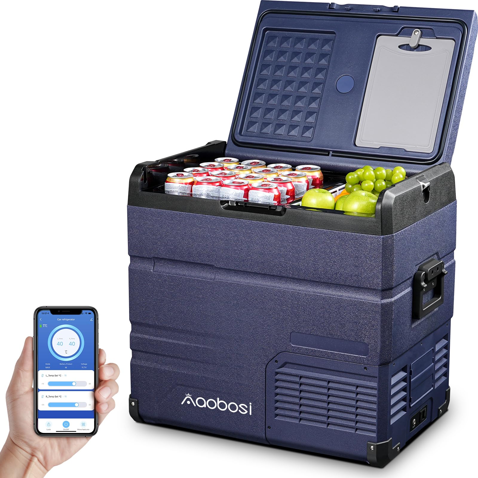 AAOBOSI 54 L Kompressor Kühlbox, Auto Kühlbox Mit WIFI-APP-Steuerung USB-Anschluss, 12/24 V und 100-240 V Kühlbox bis -20 °C für Auto, Lkw, Boot, Reisemobil, Camping AAOBOSI 54 L Kompressor Kühlbox, Auto Kühlbox Mit WIFI-APP-Steuerung USB-Anschluss, 12/24 V und 100-240 V Kühlbox bis -20 °C für Auto, Lkw, Boot, Reisemobil, Camping von AAOBOSI
