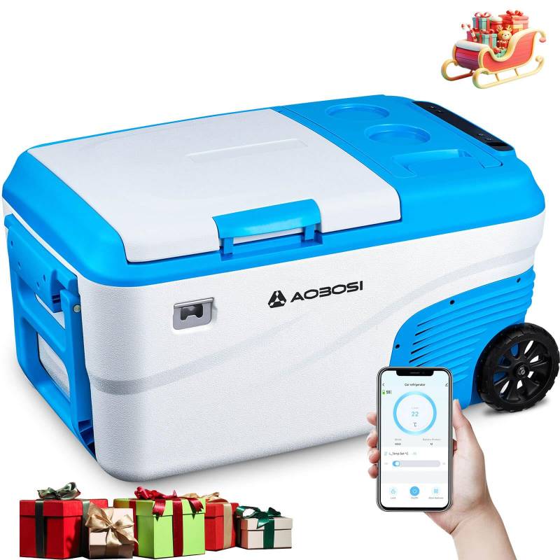 AAOBOSI Kompressor Kühlbox 23L, Kühlbox Auto -20 °C bis 20 °C，Kühlbox 12V 230V für Garagen, Auto, LKW, Boot, Camping, Kann mit Ersatzakku von AAOBOSI